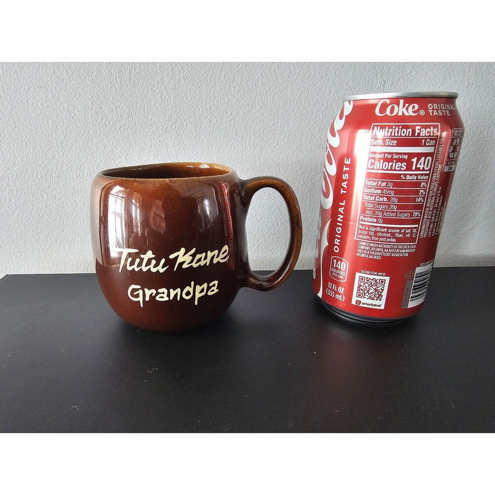 Kava Craft Hawaiian Brown Coffee Cup Mug Tutu Kane Grandpa Cool Detail On Back - Picture 4 of 4